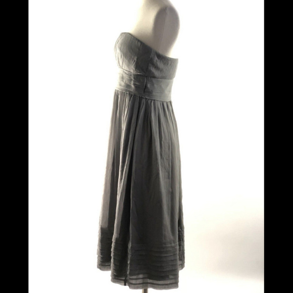 J Crew Gray Silk Pleated Strapless Dress Size 6 - Picture 2 of 4